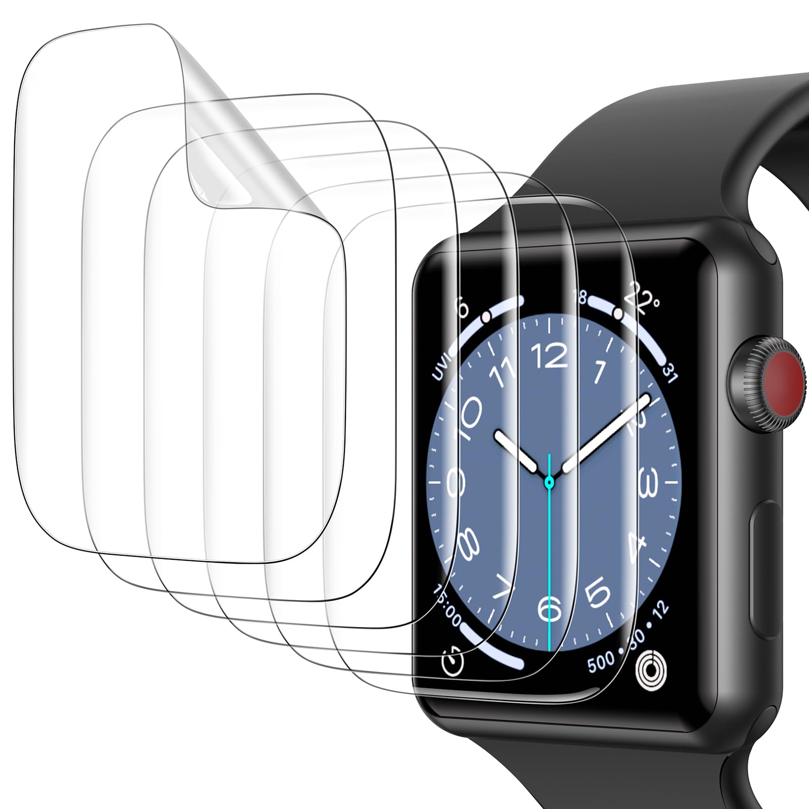 Misxi 6 Stück Schutzfolie für Apple Watch Series 3 Serie 2 42mm, Flexible TPU-Folie mit Kratzschutz, Selbstheilungsfunktion und Blasenfreier Installation, HD-klare Abdeckung