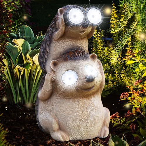 ZOYDP Statue de Hérisson Solaire avec LED - Ornement de Jardin d'Extérieur Étanche en Résine pour Cour et Nains