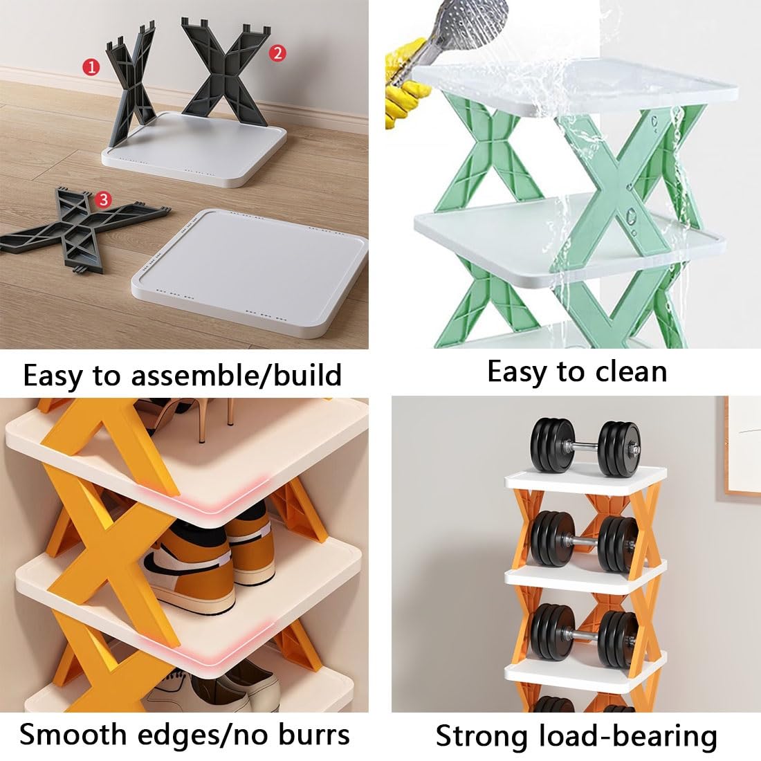 Zapatero apilable modular de 29 niveles de plástico que ahorra espacio, solución de almacenamiento para áreas pequeñas, fácil de montar, estantes verticales para zapatos (verde, 26 x 48 x 67 cm)