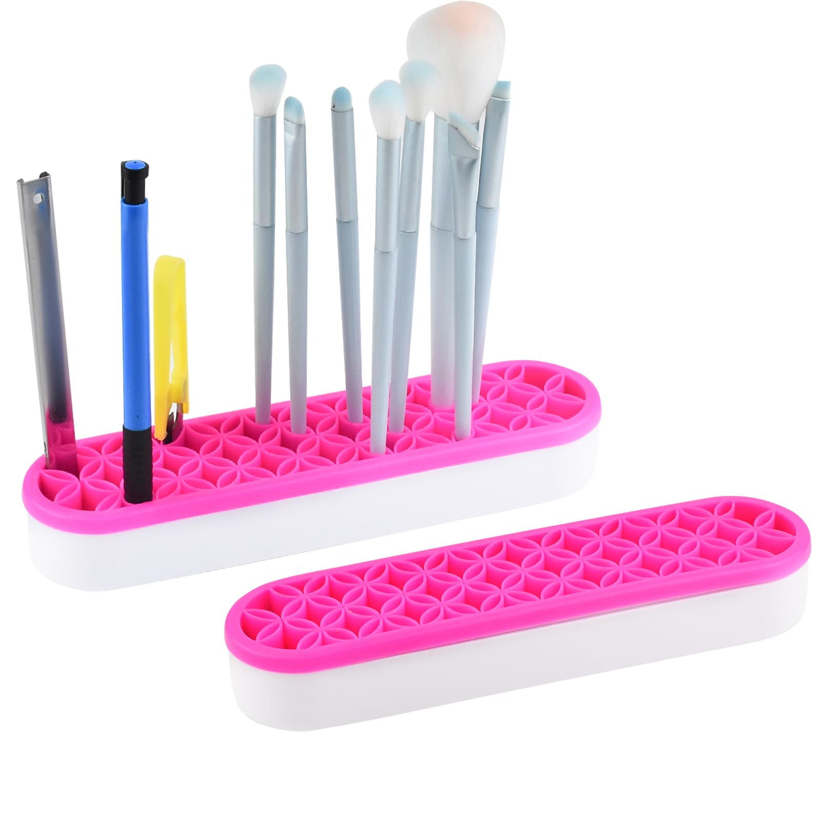 Boîtes de rangement silicone pinceaux de maquillage crayons rose