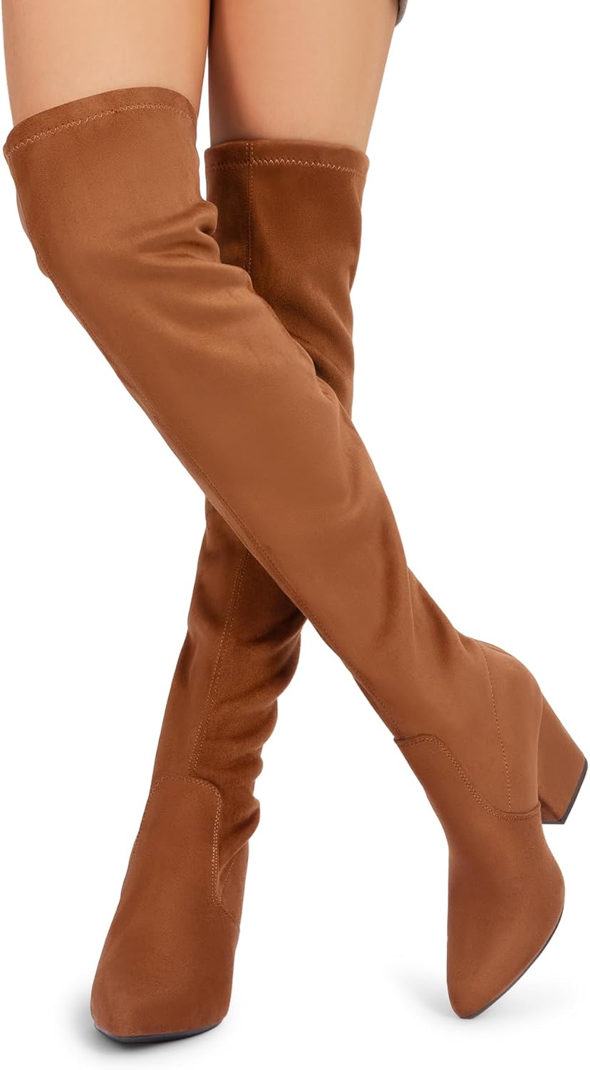 DREAM PAIRS Women's Pointed Toe Thigh High Over the Knee Boots Tall Chunky Blocked Heel Fall Long Fashion Sexy Boots - Image 8