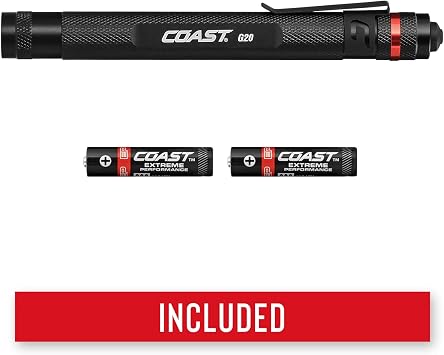 COAST G20 Inspection Beam LED Penlight with Adjustable Pocket Clip and Consistent Edge-To-Edge Brightness, Orange, 54 lumens