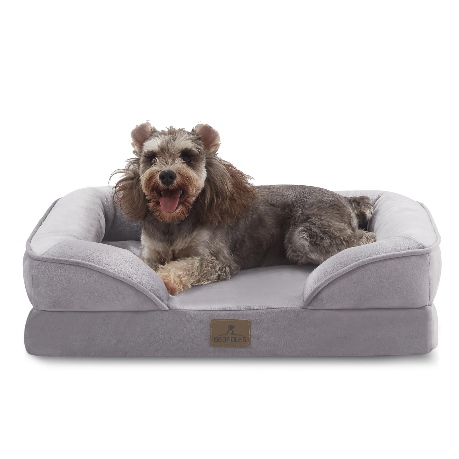 Bedfolks Orthopedic Dog Bed, Waterproof Dog Sofa Bed for Small Dogs & Cats, Egg Foam Pet Couch Bed with Removable Washable Cover and Nonslip Bottom,
