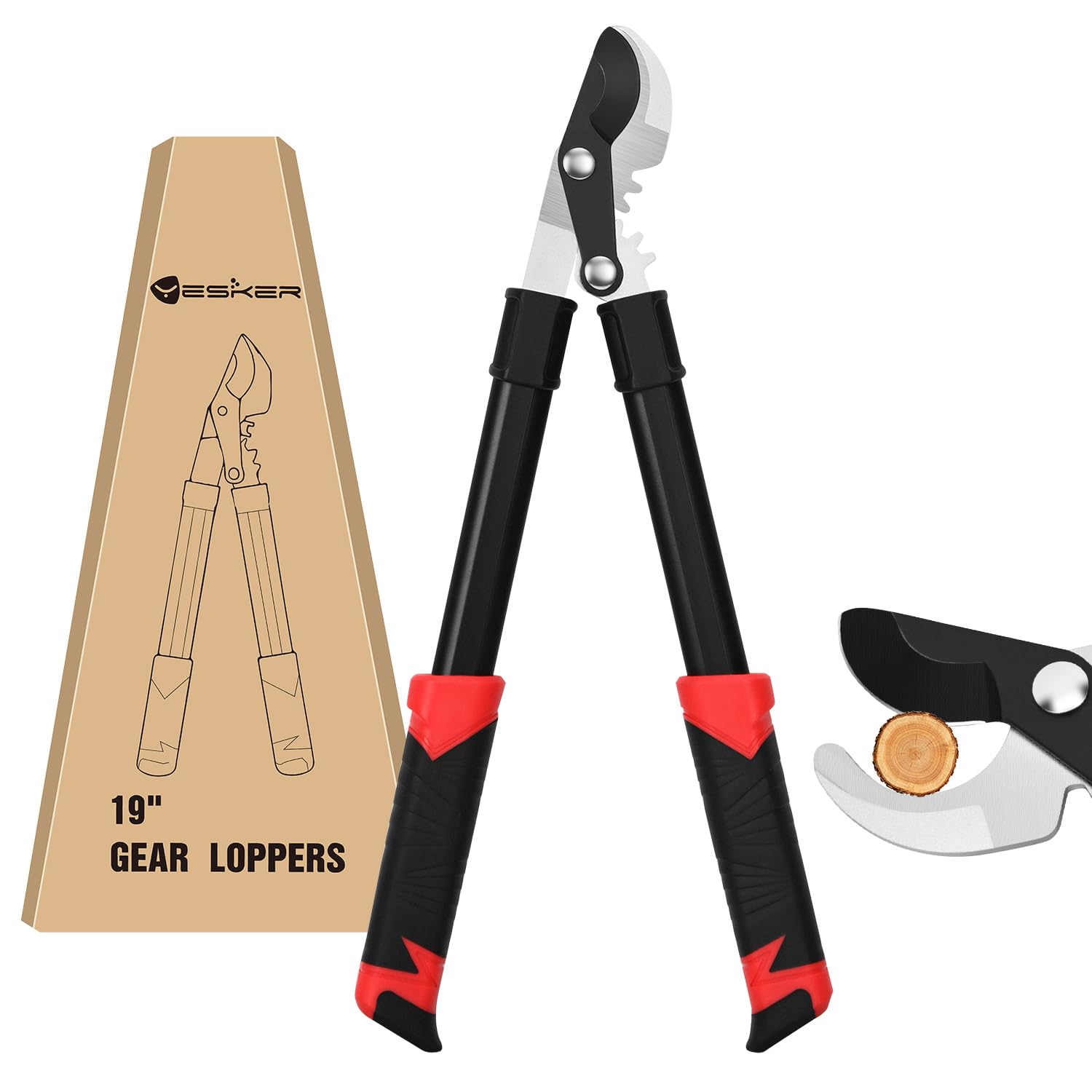 Yesker 19" Loppers Heavy Duty Branch Cutter Sharp Steel Blade Tree Trimmer up to 1" Diameter Cut Capacity Powerful Gear Action Lightweight Bypass Loppers Tools for Tree Trimming Garden Maintenance