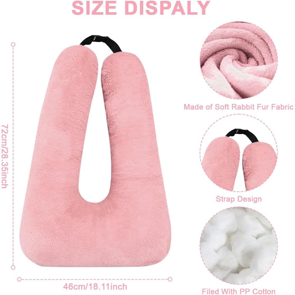 Cuscino da Viaggio, Cuscino da Viaggio per Bambini, Cuscino Multifunzionale A Forma di U per Auto, Supporti per Posteriore per Testa e Corpo (Rosa)