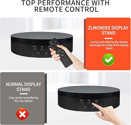 Miniatura 2 de Soporte de exhibición giratorio con control remoto, plataforma de taza giratoria de carga de 5.74 pulgadas/22 libras, tocadiscos giratorios de 360