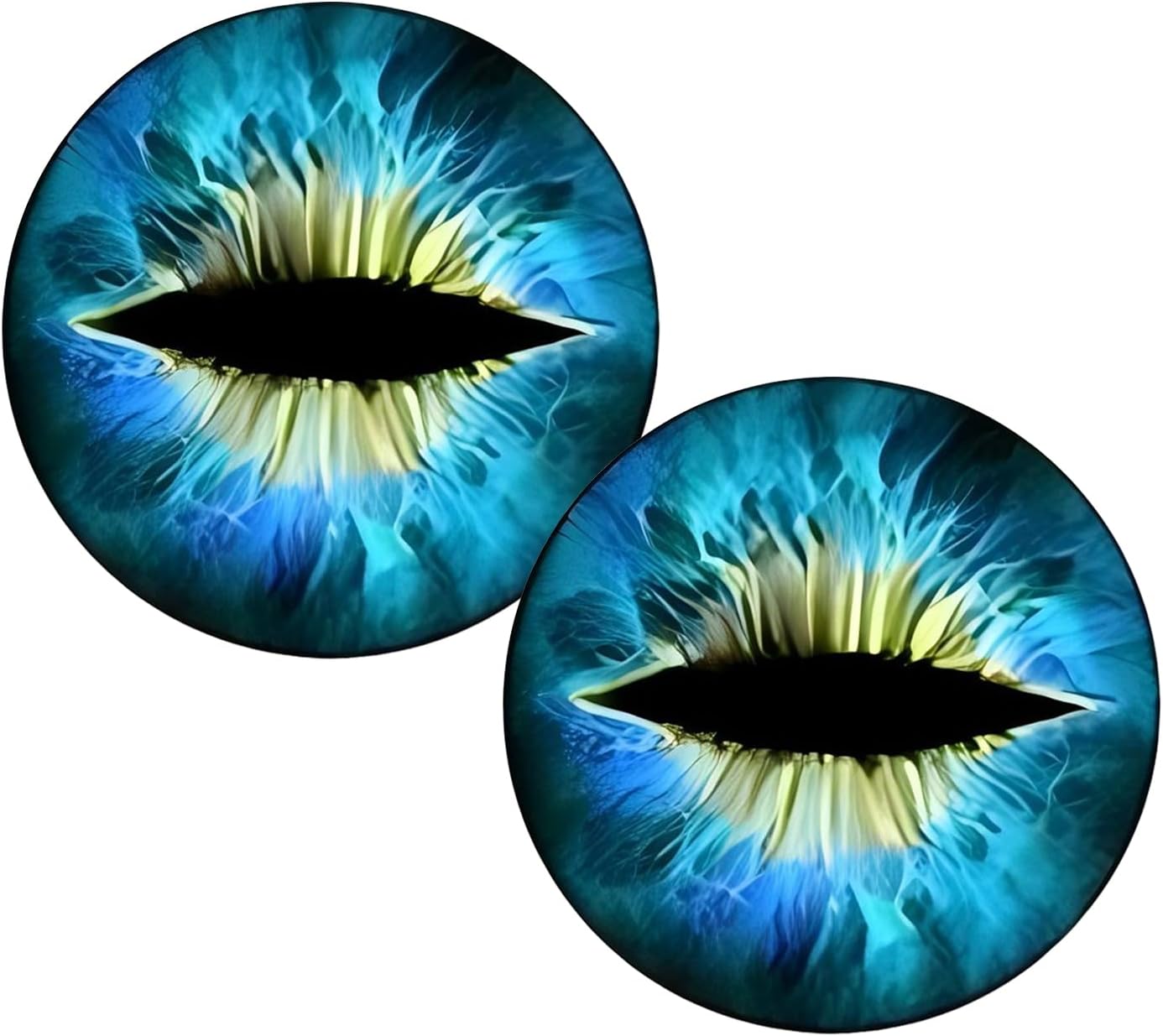 MLY 2 PCS Beast Eyes Headlamp Decals, 3D Stereo Round Eyes Light Stickers, Wrangler Accessories Funny Sticker, Bumper Decoration, Compatible with Wrangler (Blue)
