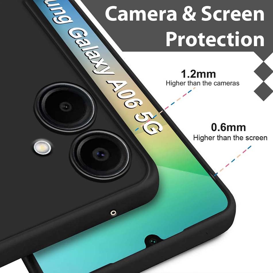 Image of Fashionury Liquid Silicon Back Cover for Samsung Galaxy A06 5G | Camera Protection | Inner Velvet Fabric | Anti-Fingerprint | Ultra Slim Case (Black)
