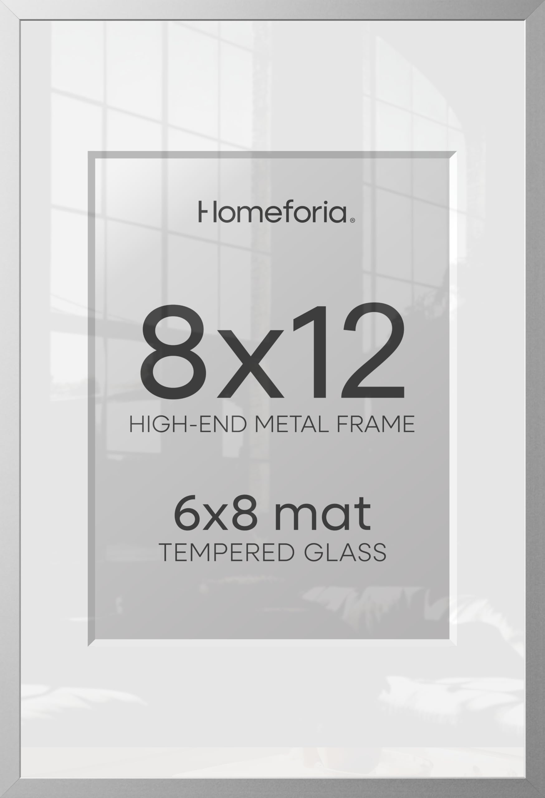 Homeforia 8x12 Silver Picture Frame, High-End Metal, 6x8 Mat, Glass | High End Aluminum, Tempered Glass, Acid-Free 6x8 Removable Mat, 8x12 in Edge-to-Edge Display 12x8, Wall Kit, Set Of 3