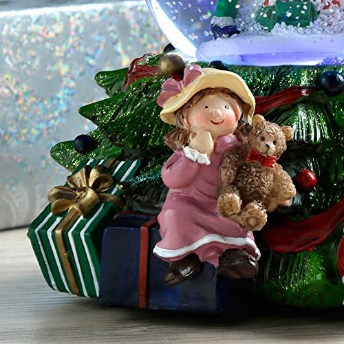 WeRChristmas Musical Santa and Tree Snow Globe Colour Changing Christmas Decoration, 23 cm - Multi-Colour