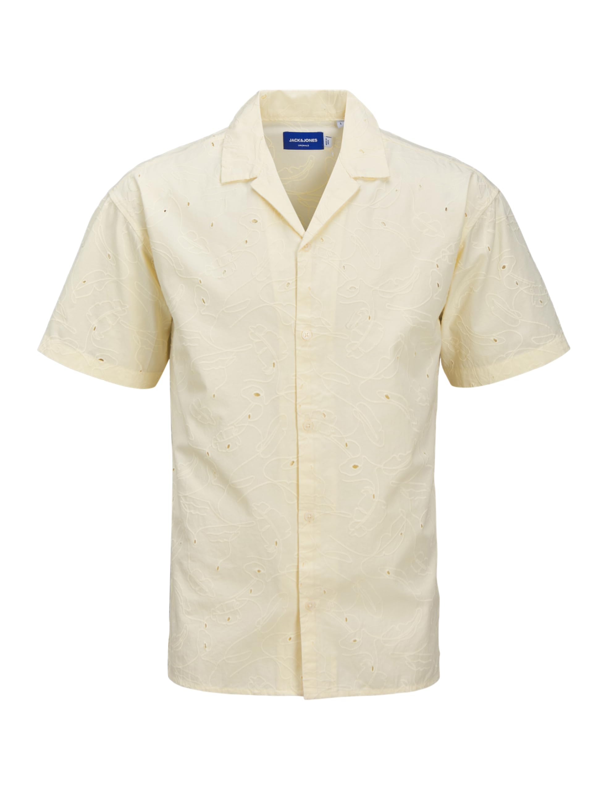 JACK & JONES Men's Jorem Ss Pattern Shirt, Antique White, S