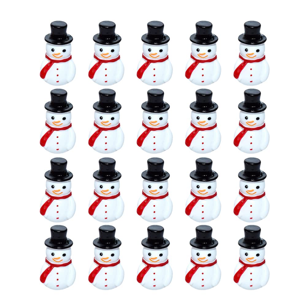 20 miniatures de bonhomme de neige en résine noire pour décorations et bricolage de Noël