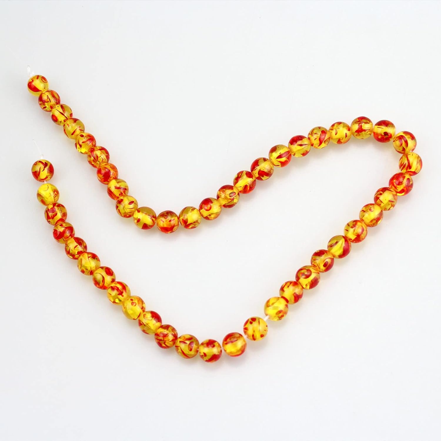 Fundiyoug 100PCS 8mm Amber Resin Beads Gemstone Round Loose Stone Beads Spacer Beads for Jewelry Making DIY Bracelet Necklace