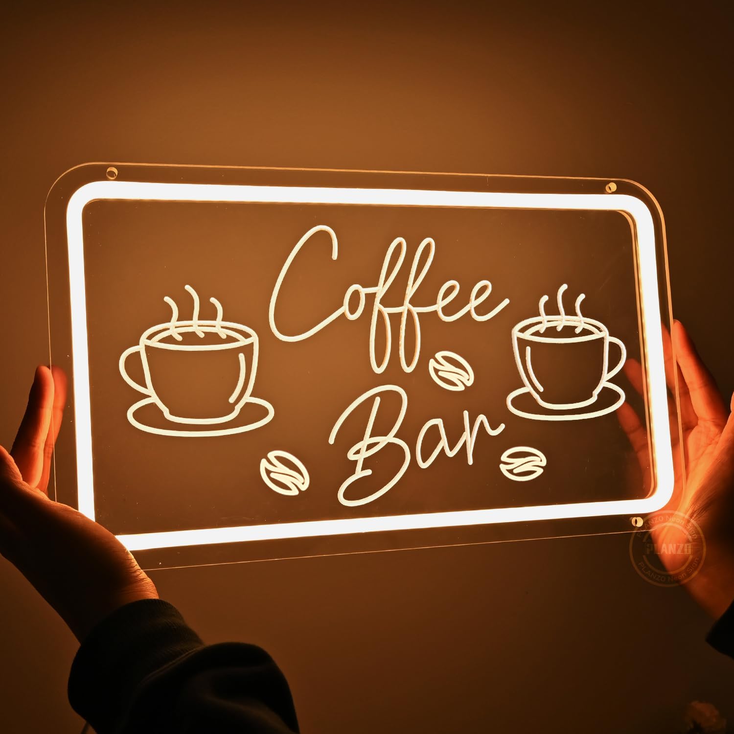 Planzo Coffee Bar Neon Sign Light for Restaurant Coffee Shop Cafe Bar Beer Pub Store Ad Window Display LED Coffee cup Kitchen Bedroom Man Cave Home Birthday Party Wall Sign Decor 5V USB