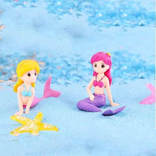 Miniatura 7 de Adorno de acuario de sirena para peceras y terrarios, figura de sirena de plástico rosa para jardines de hadas, paisajes de bricolaje y decoración