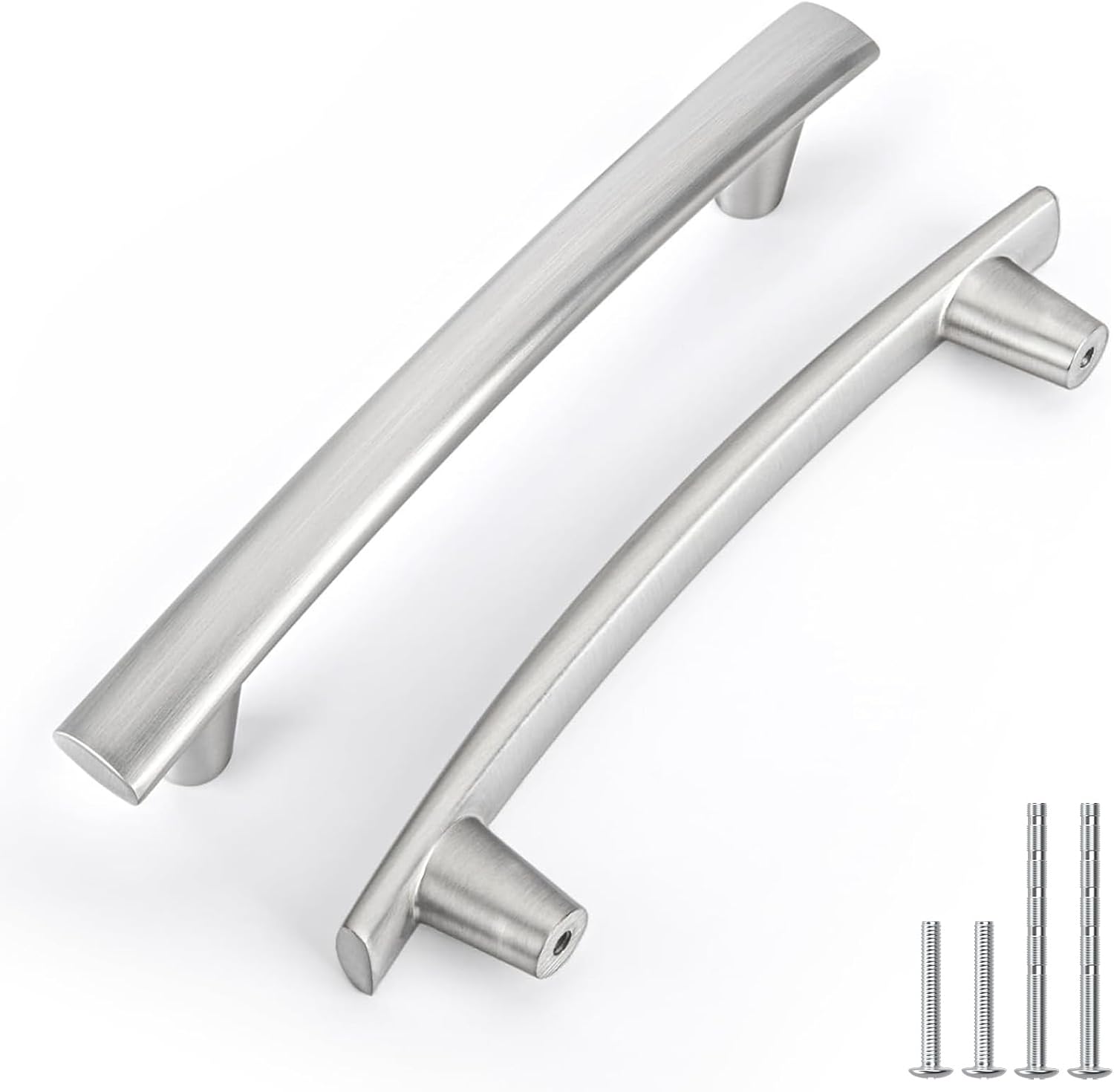 homdiy 20 Pack Brushed Nickel Cabinet Pulls 5 inch Sliver Cabinet Handles Arch Brushed Nickel Drawer Pulls Curved Sliver Drawer Handles, Kitchen Dresser Hardware for Bedroom Cupboard