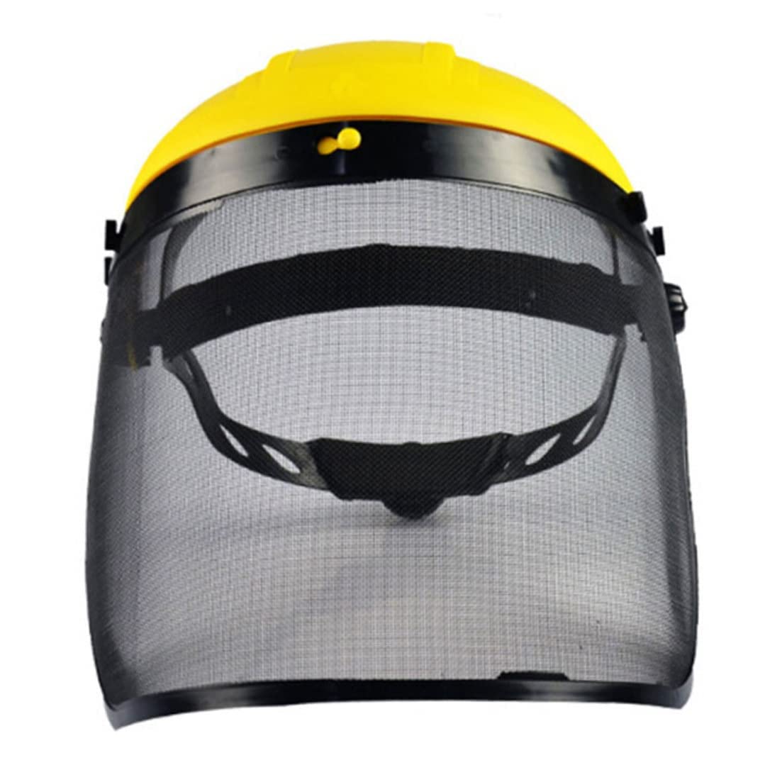 zalati Visiera da lavoro Visiera integrale Visiera in policarbonato Rete montata sulla testa per protezione di sicurezza decespugliatore per motosega - Giallo
