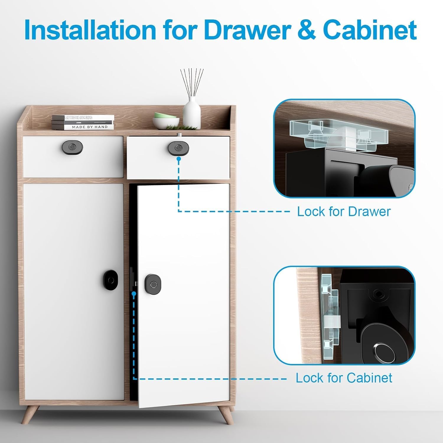 ALCOTT® ZINC Fingerprint Drawer Lock, Smart Biometric Cabinet Lock, Safety Electric Drawer Wardrobe,1st Made in India Digital Furniture Lock| Black| 3 Yrs Warranty (Store Upto 20 Fingerprints) 4