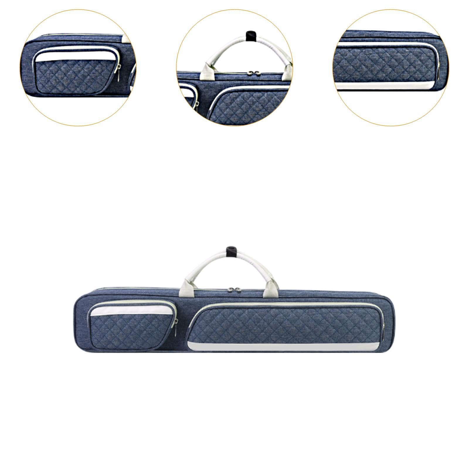 Vaveren Pool Cue Bag Organizer Anti Scratch Zipper Closure Compact Pool Stick Bag with Multi Pockets for Outdoor Billiards Equipment, Blue
