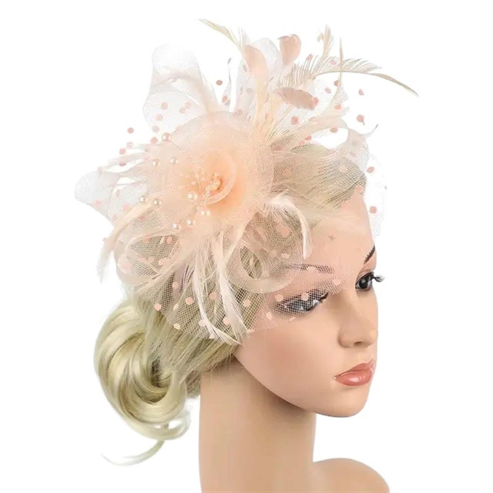 UALXPAO Wedding Hats Fascinator Hat for Women Tea Party Headband Wedding Cocktail Mesh Flower Feathers Hair Clip for Tea Party,Weddings(Color2)