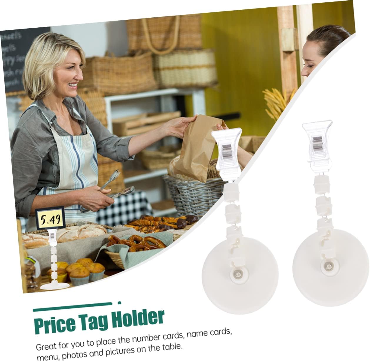 Gadpiparty 3Pcs Rotatable Price Clips Self Adhesive Display Clamps for Price Tags Advertising Sign Holders for Retail Business Exhibition Supermarkets and Events