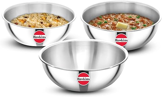 Hawkins Kitchen Gift Pack 2024, Set of 1.5 Litre, 2 Litre and 2.5 Litre Triply Stainless Steel Metro Kadhai, Tasla, Kadai, Silver (24STGP)