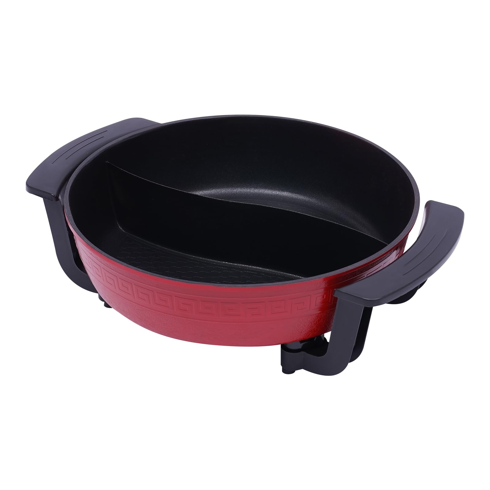 1300W Hot Pot Poêle électrique Fondue chinoise 6L Grande Capacité Multifonctionnel Antiadhésive Marmite électrique, Rouge