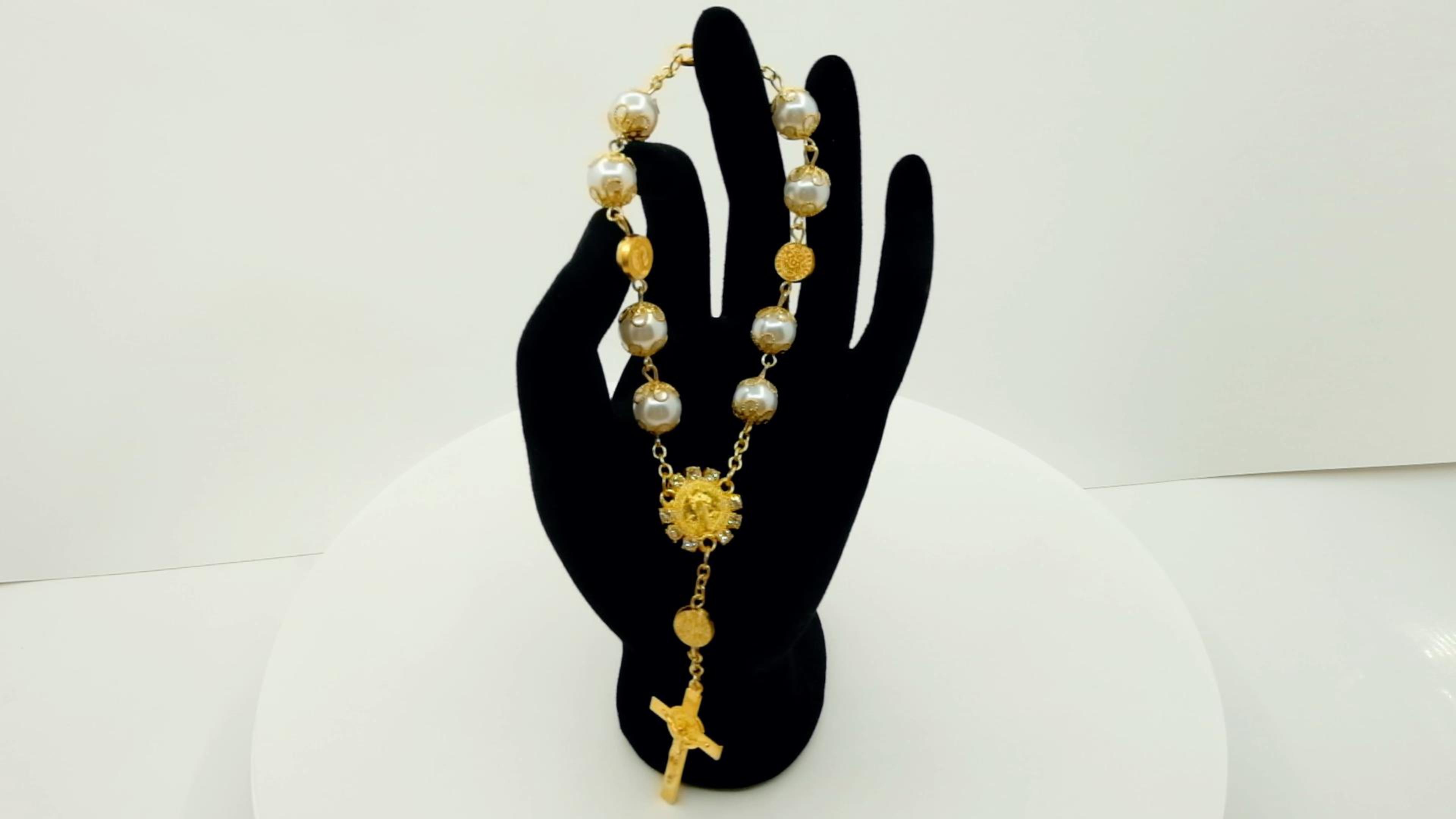 Bracciale per battesimo in oro rosa, bracciale con croce, gioielli per battesimo, regalo per la prima comunione, bracciale religioso, cuore, oro riempito, argento - Italia
