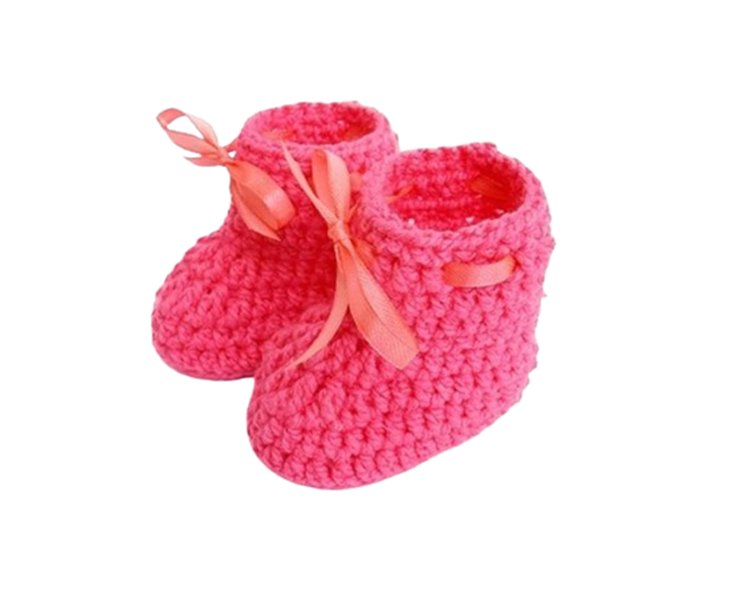 Love Crochet Art Pink Cute Crochet Baby Booties for Baby Girl (6 to 12 Month)-image-3