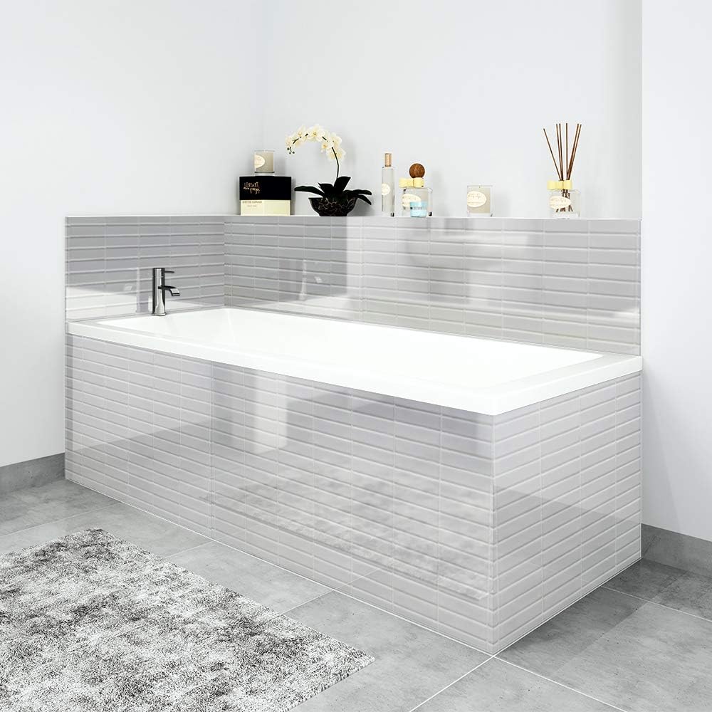 Bath Panels (Front, End & Upstand Set) - Ivory Tiles Printed On Acrylic ...