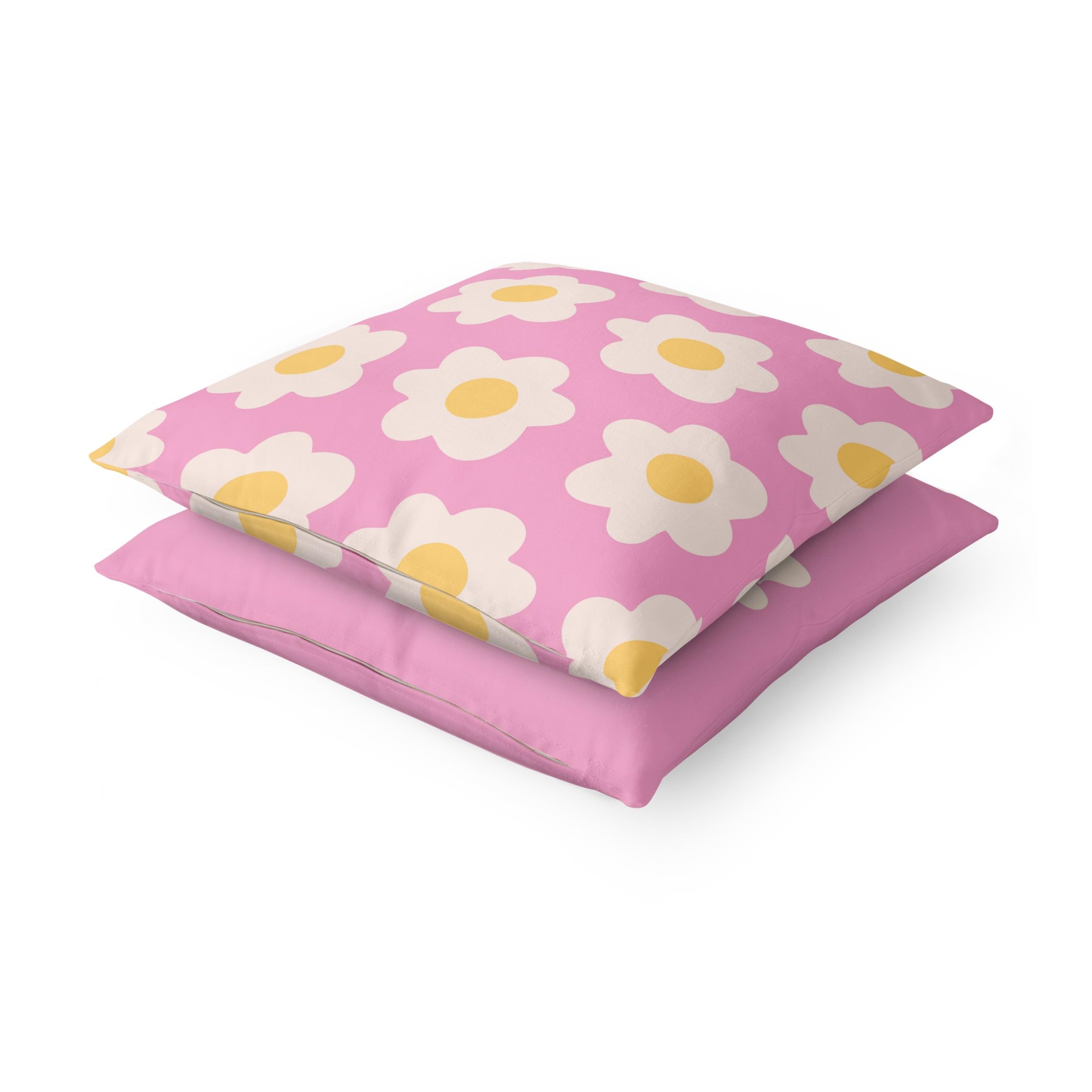 Dekokissen 2-teilig draußen/Outdoor waschbar Sprüche mit Füllung Zierkissen - Made in Germany - Blumenmuster Bezug rosa Sofakissen Pop Art Outdoor Sofa Bett 1235