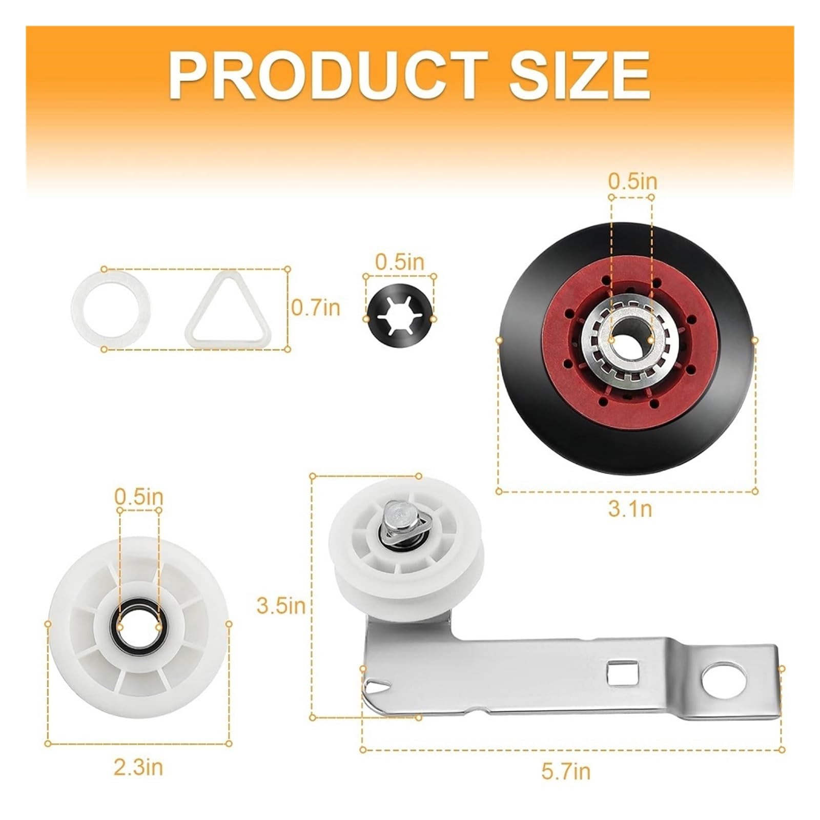 Kit di riparazione dell'asciugatrice 4392067 e puleggia tenditrice dell'asciugatrice W10837240