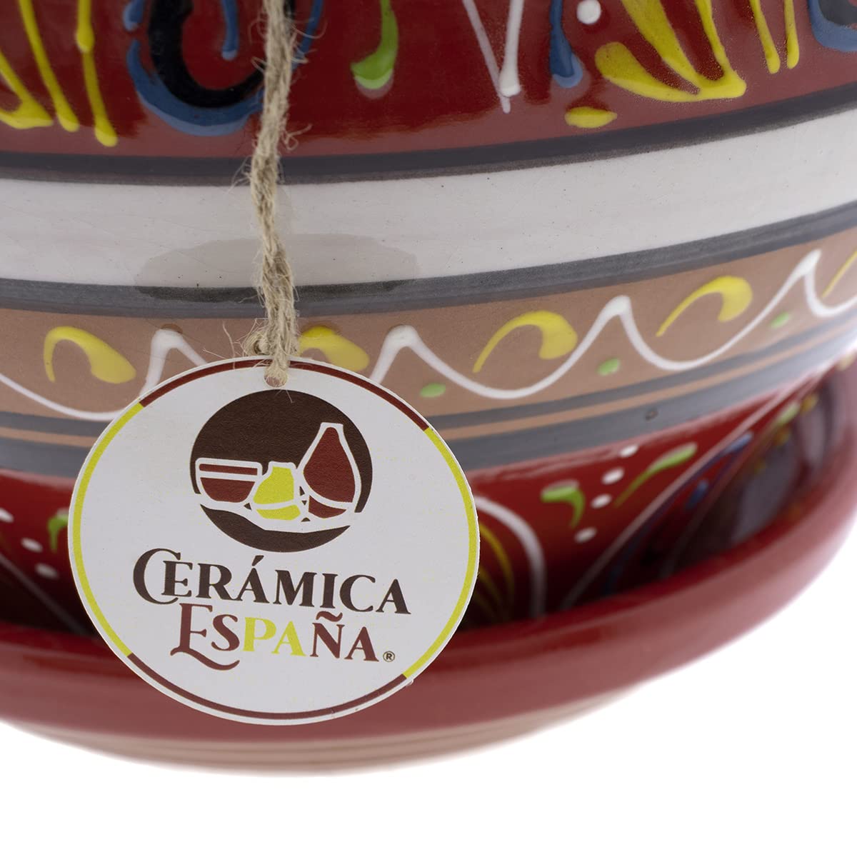 CERÁMICA ESPAÑA | Macetas de Barro Rojo | Macetas Decorativas | Macetas de cerámica | Macetas Exterior | Maceta Coco - Modelo D17 | Decoración 100% Hecho a Mano | 26x26x21 cm | Plato Incluido