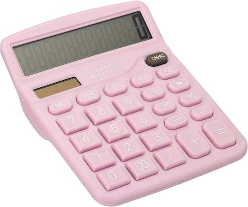 PATIKIL Calculadora de escritorio, pantalla LCD grande de 12 dígitos, calculadora electrónica, batería solar, doble potencia, para escritorio de