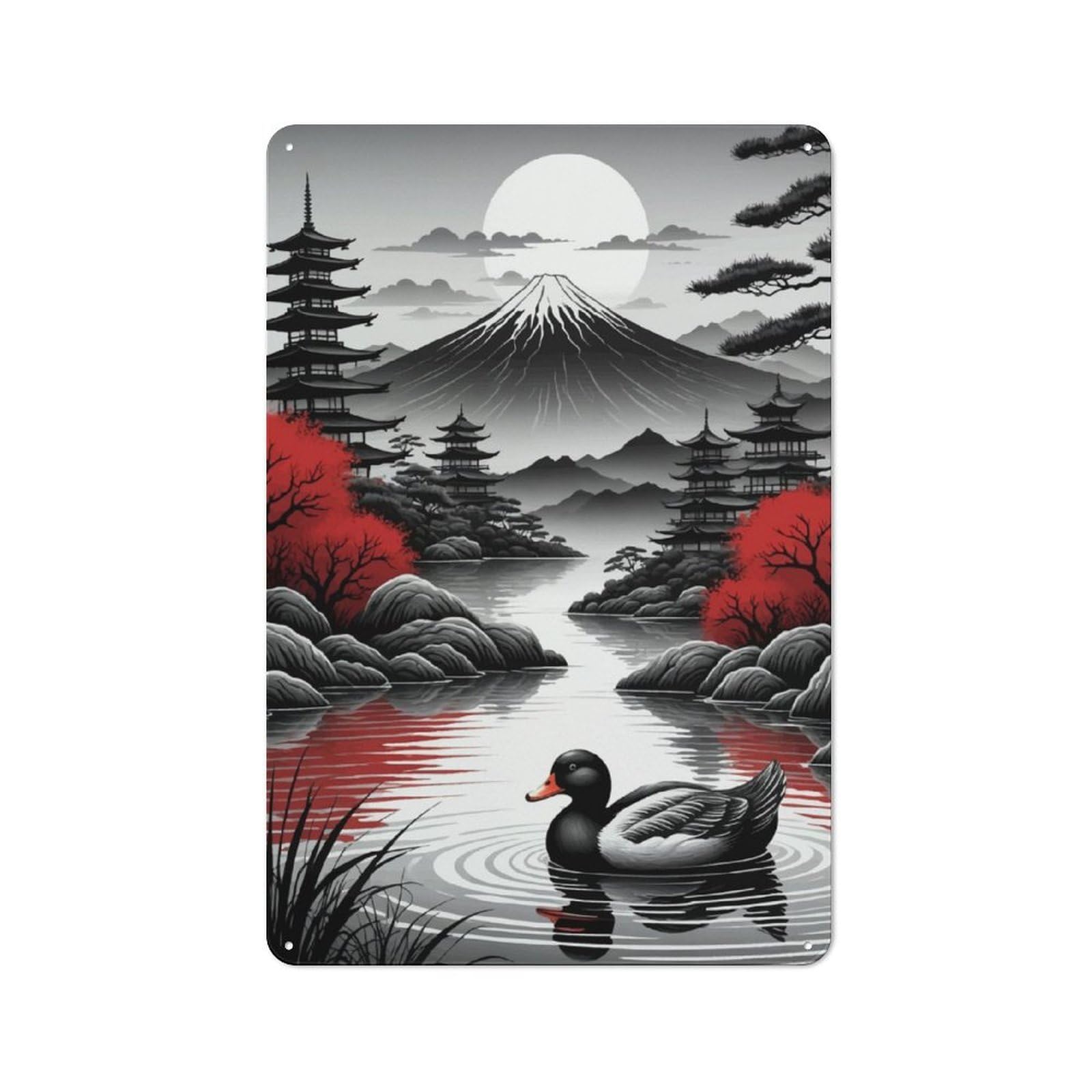 Junmoney Duck On The Lake Vintage Metal Plaque 30X20cm Featuring For Garage Wall, For People Furnishing A Garage