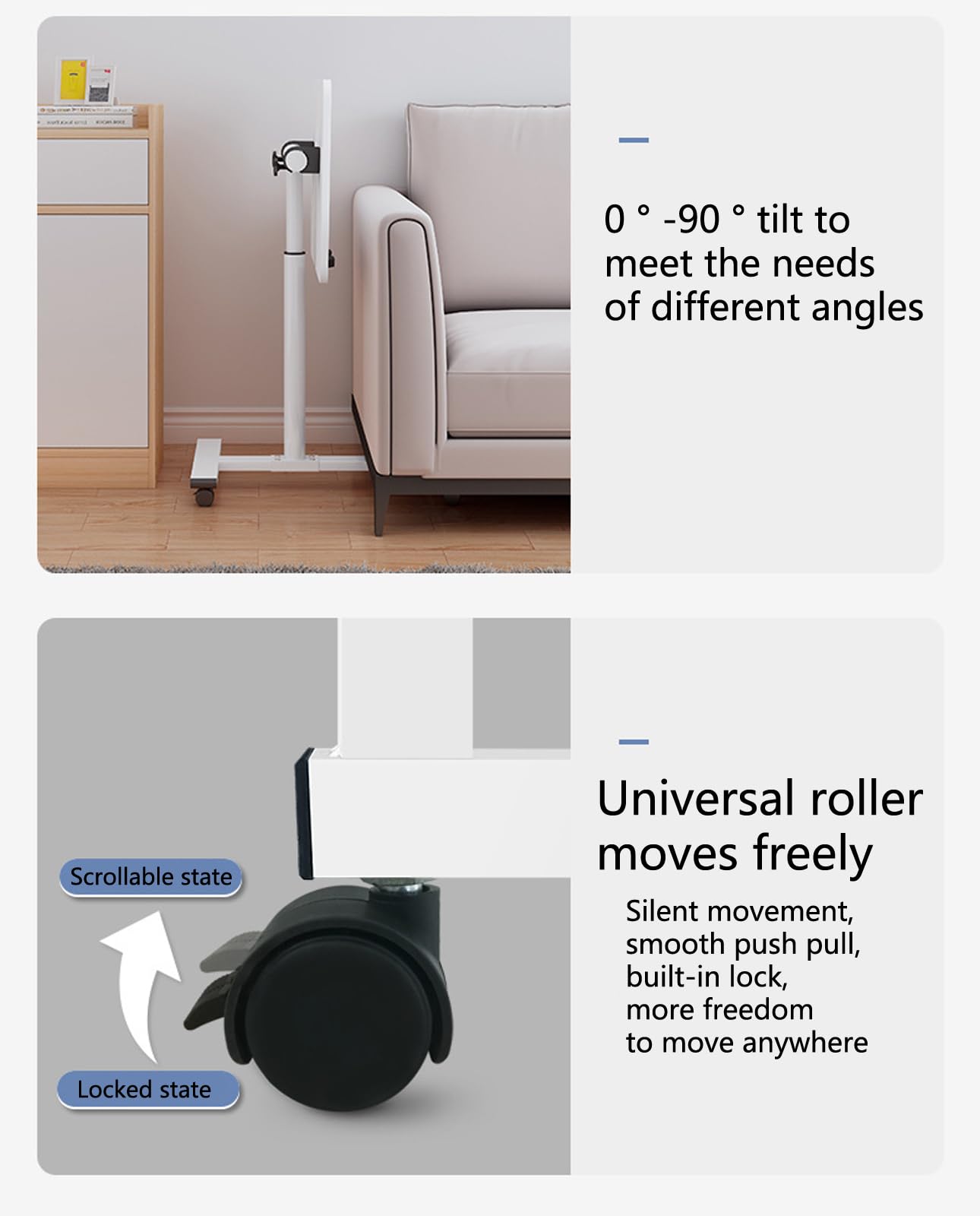 Soporte ajustable para laptop – Escritorio de cama ajustable en altura para oficina en casa, mesa portátil ergonómica para uso junto a la noche, ideal para leer, trabajar o jugar