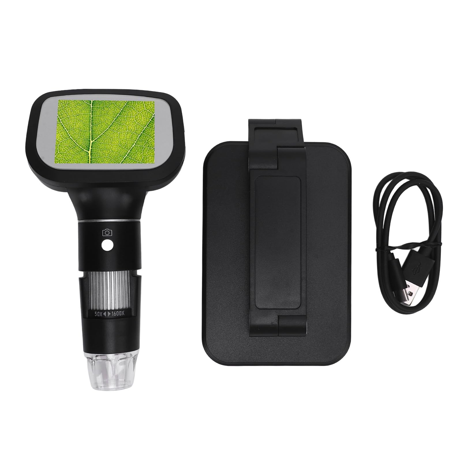 Microscopio Digital Portátil de Mano con Pantalla IPS, Aumento 1600X, Cámara HD para Fotos y Vídeos, Batería Recargable, Microscopio USB para Reparaciones, Educación y Coleccionismo