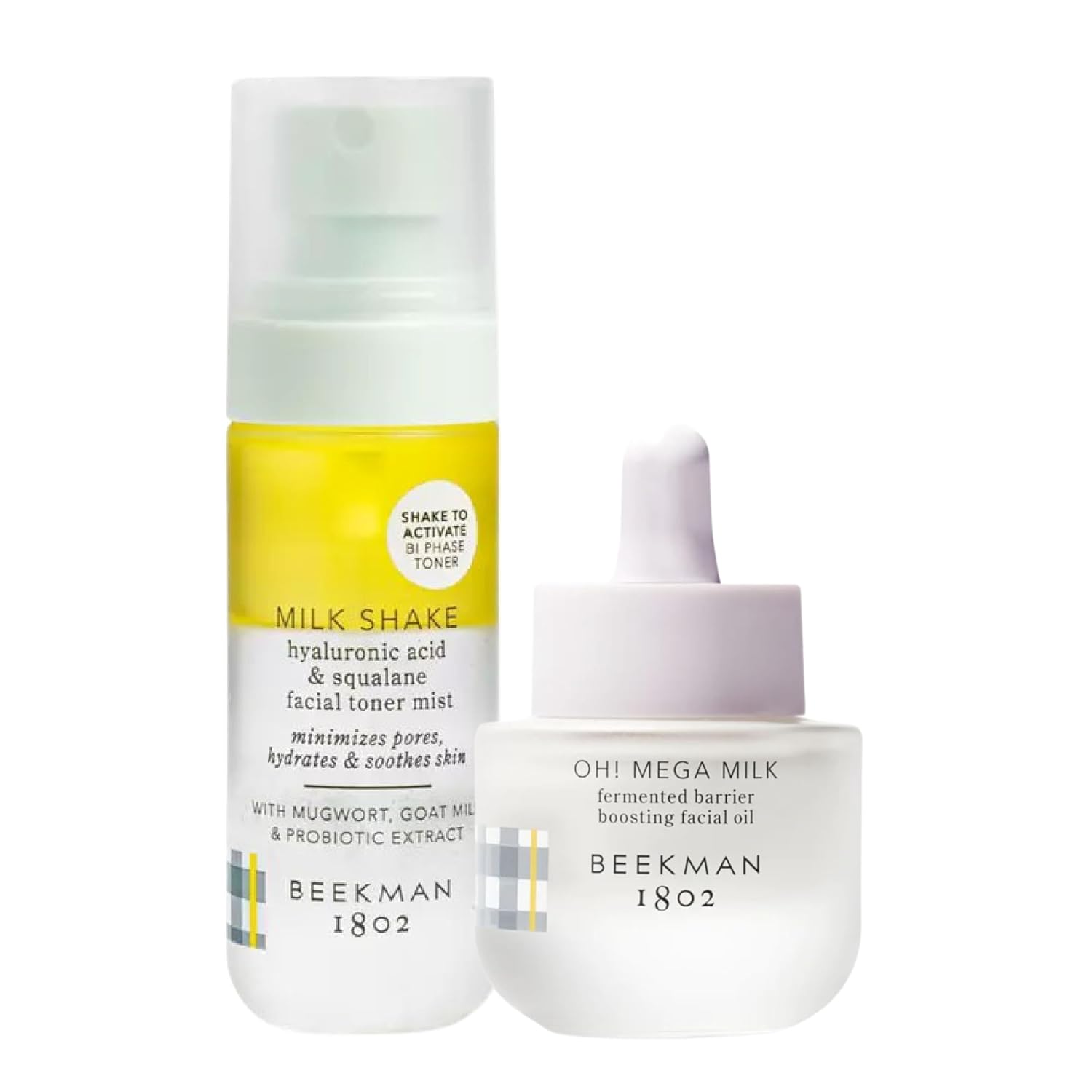 Beekman 1802 Milk Shake Hydrating Toner & Face Mist (2 fl oz) + Oh! Mega Milky Oil Facial Oil (0.5 fl oz) – Hydrating Skincare Safe for Sensitive Skin – Cruelty Free – Packaging May Vary