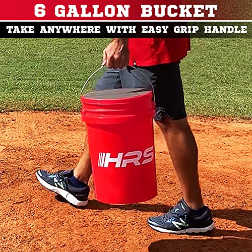 Hit Run Steal Bucket Of Baseballs | Practice Baseballs In 6 Gallon Padded Bucket Cushioned Lid Seat | Regular Size Balls (24 Count) #TOP3