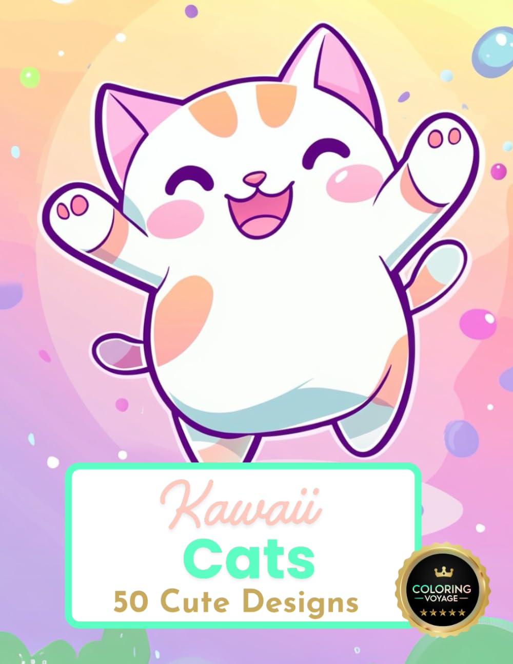 Kawaii Cat Coloring Book: 50 Cute and Easy Designs for Adults and Teens: Adorable Kawaii Kitten Pages for Stress Relief and Creative Fun (Kawaii Coloring Series)