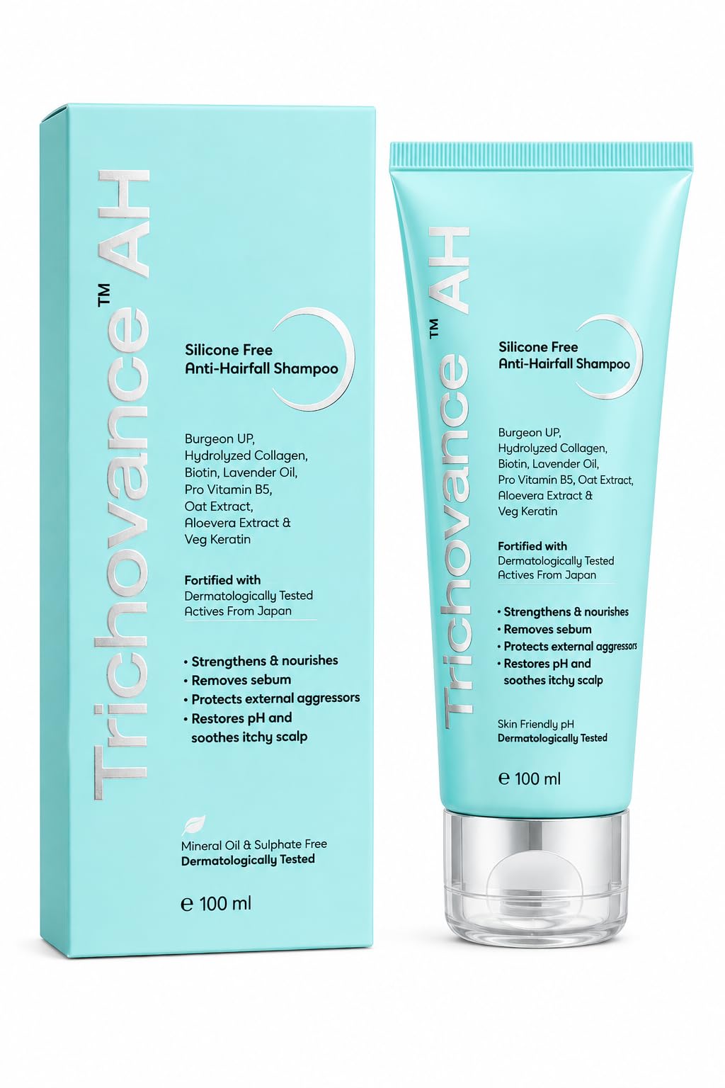 Trichovance AH Silicone Free Anti-Hairfall Shampoo, 100 ml | Sulphate & Mineral Oil Free, Biotin & Veg Keratin, pH Balanced Formula, Dermatologically Tested, All Hair Types-image-23