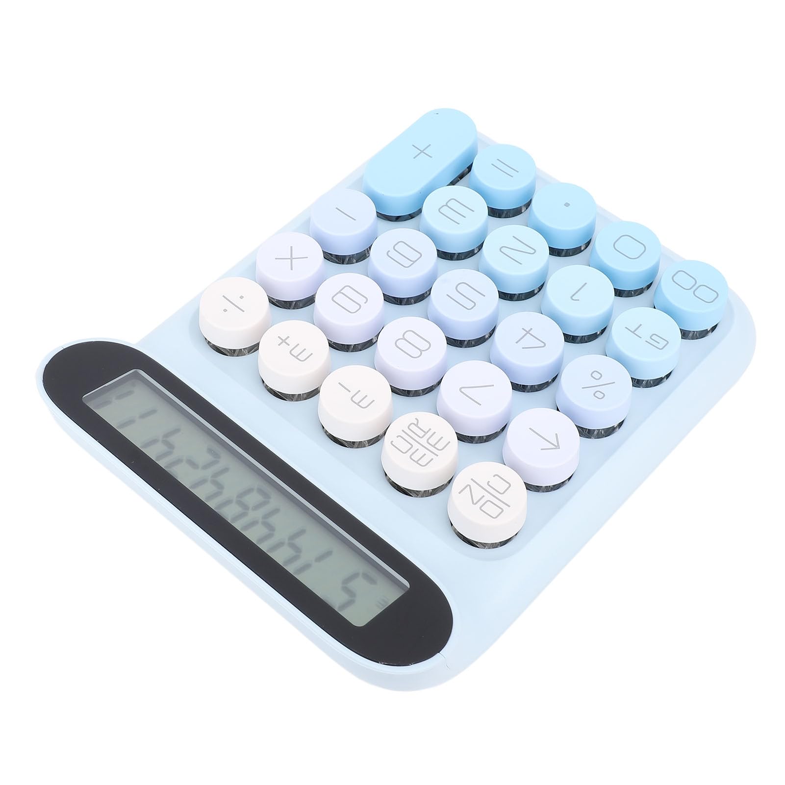 Calcolatrice a Commutazione Meccanica con Display LCD - 24 Tasti, Spegnimento Automatico, Ideale per Ufficio e Studenti (Blu)