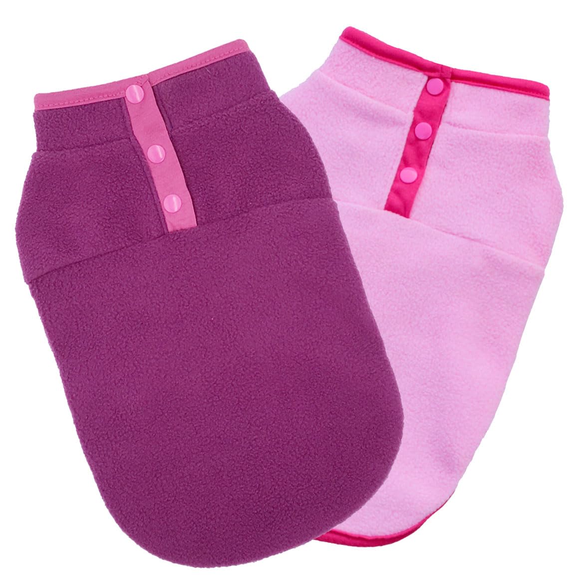 Pack of 2 Dog Sports Vest Dog Jacket Dog Coat with Leash Hole - Fleece Vest Dog Pullover - Warm Dog Jacket - Dog Clothes for Small Dogs Boy or Girl (Medium, Soild Pink Pur)