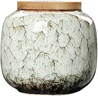 Vista 3 de 123Arts Recipiente de té de cerámica con tapa de madera sellada
