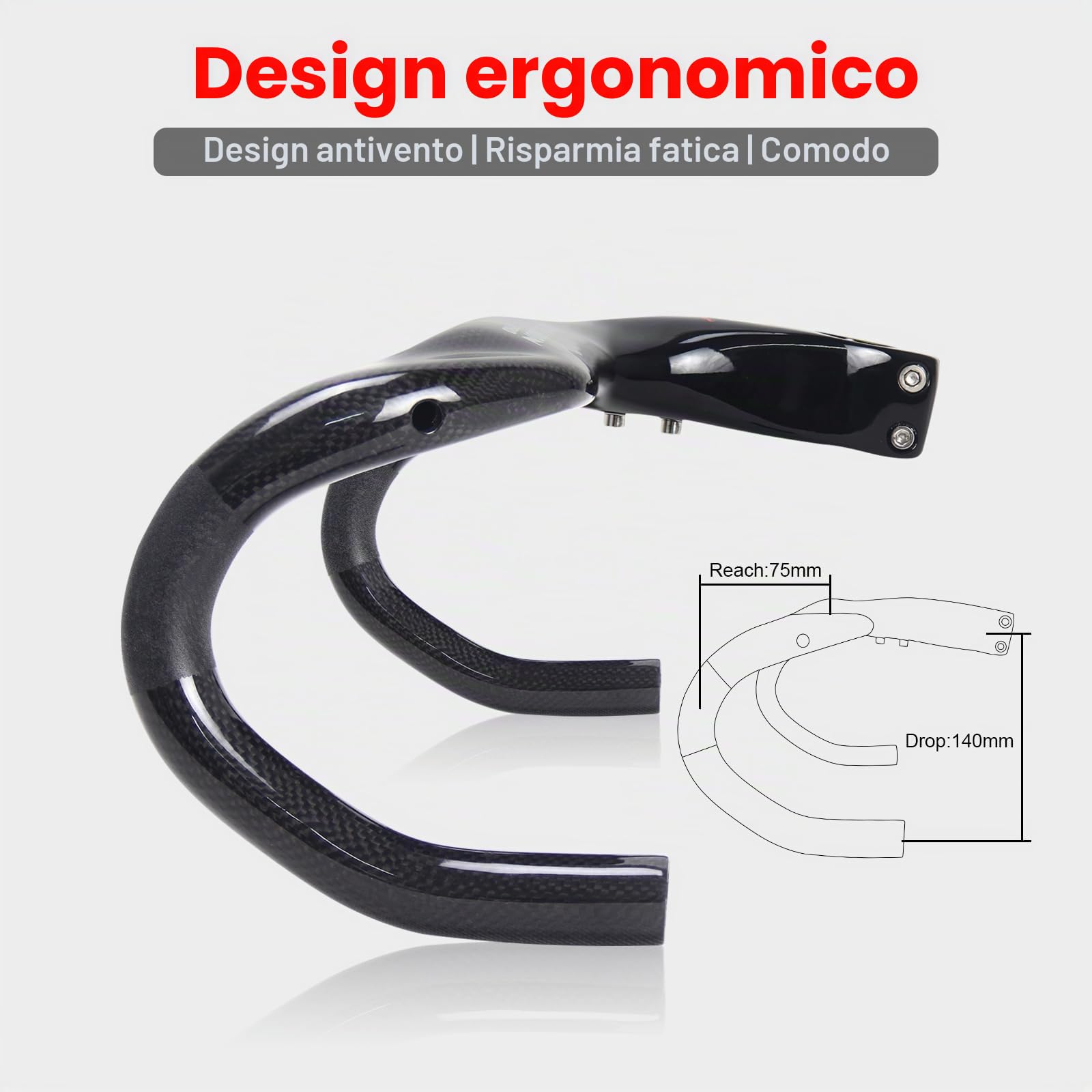 RXL SL Carbon Manubrio per bici da corsa 28,6 mm manubrio integrato bici corsa nero 3K opaco 420-100 mm