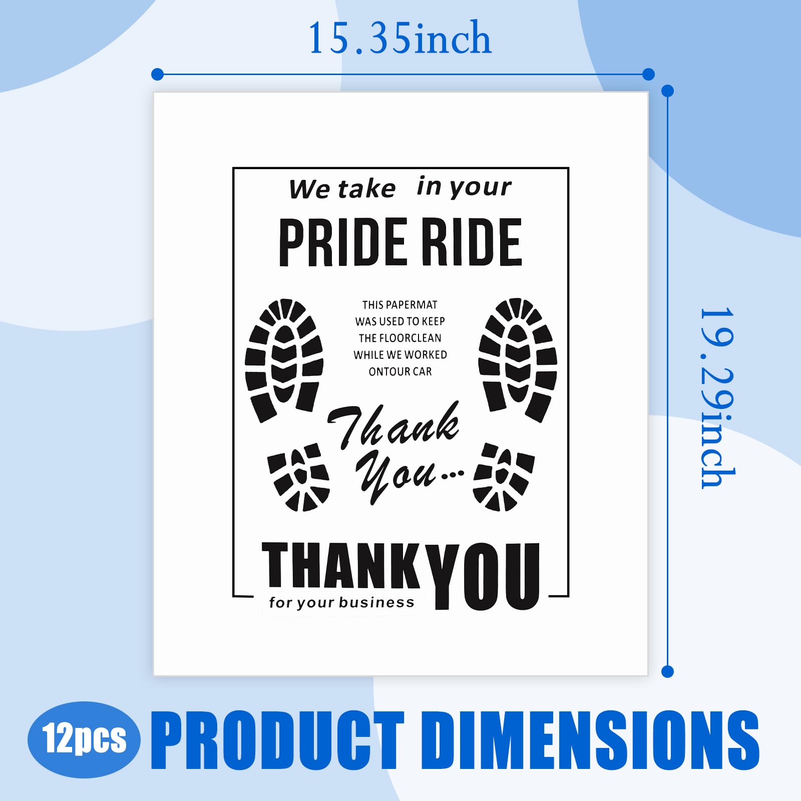 12PCS Paper Floor Mats for Cars Thickened Papers Mat for Car Detailing with Thoughtful Slogans Cute Patterns Universal — view 2