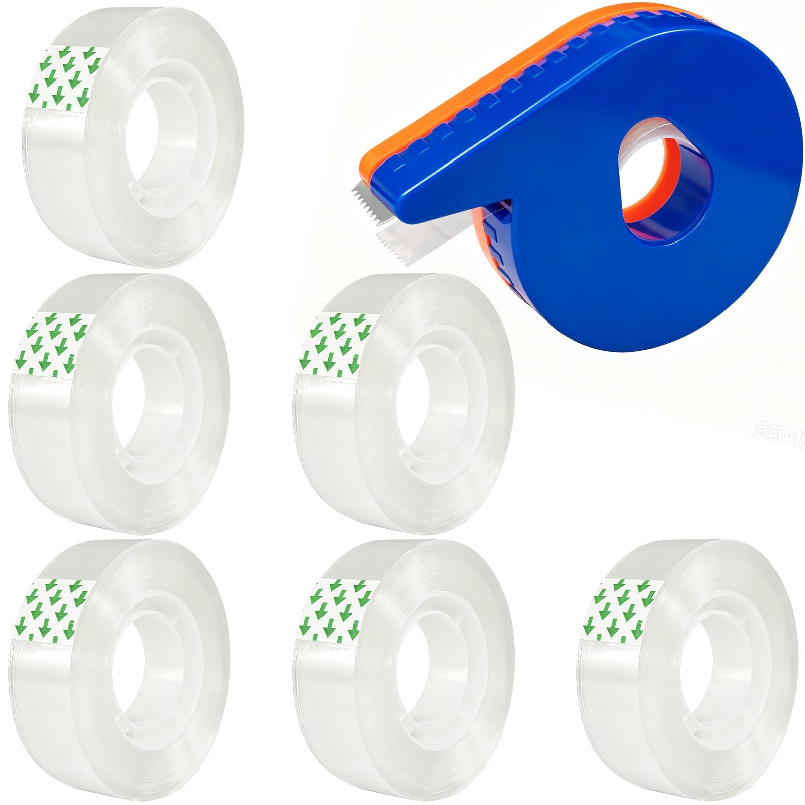 Transparentes Klebeband, 1,9 x 5,9 cm, mit Handabroller, 6 Rollen für Geschenkverpackungen, Zuhause, Schule, Bürobedarf