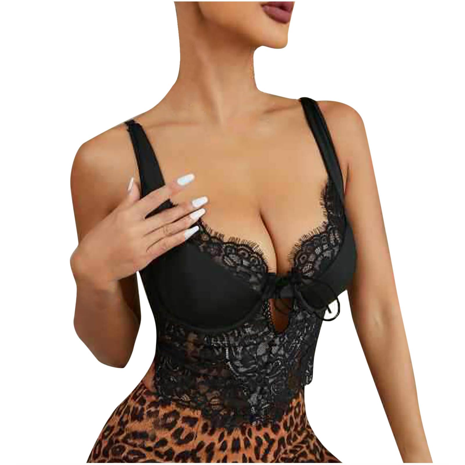 Lace Corset Top V Neck for Women Spaghetti Strap Fashion Y2k Tank Tees Bralette Bustier Sexy Going Out