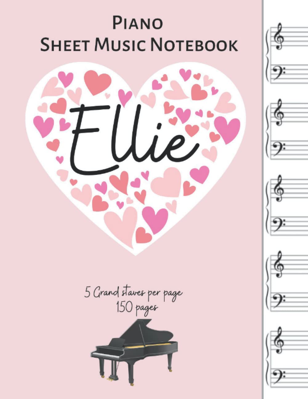 Cahier de musique 5 portées Ellie pour apprendre à composer au piano facilement
