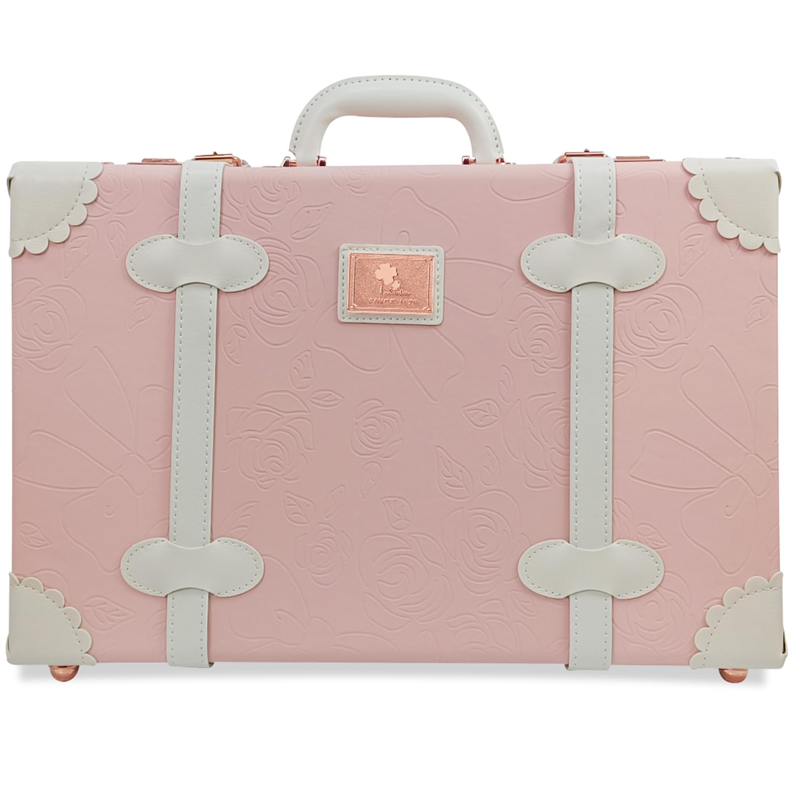 Unitravel Erinnerungskoffer Baby, Vintage Handgefertigte Erinnerungsbox als Geschenkidee für Mädchen (Geprägtes Rosa, 18 Zoll)
